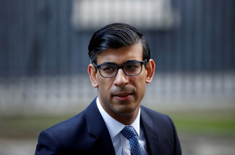 FILE PHOTO: Britain’s Chancellor of the Exchequer Rishi Sunak leaves
