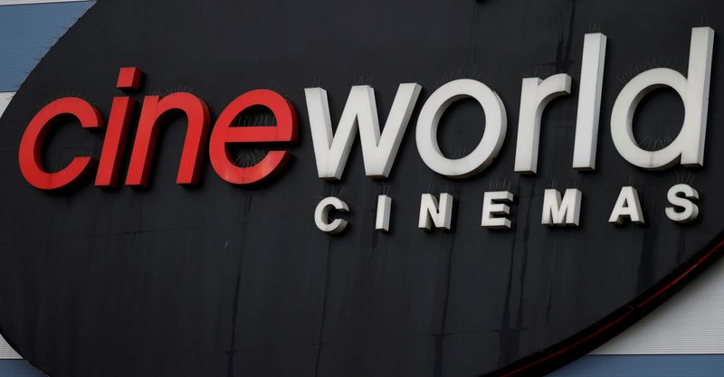 FILE PHOTO: Signage is seen outside a Cineworld cinema following