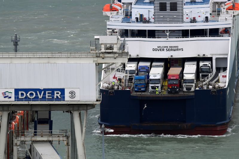 Lorries are seen at the Port of Dover