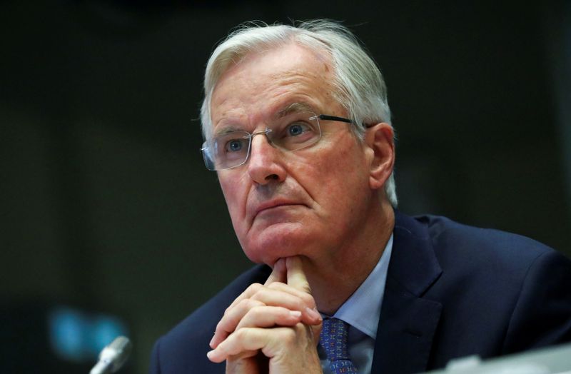 FILE PHOTO: The European Union’s Brexit negotiator Barnier addresses the