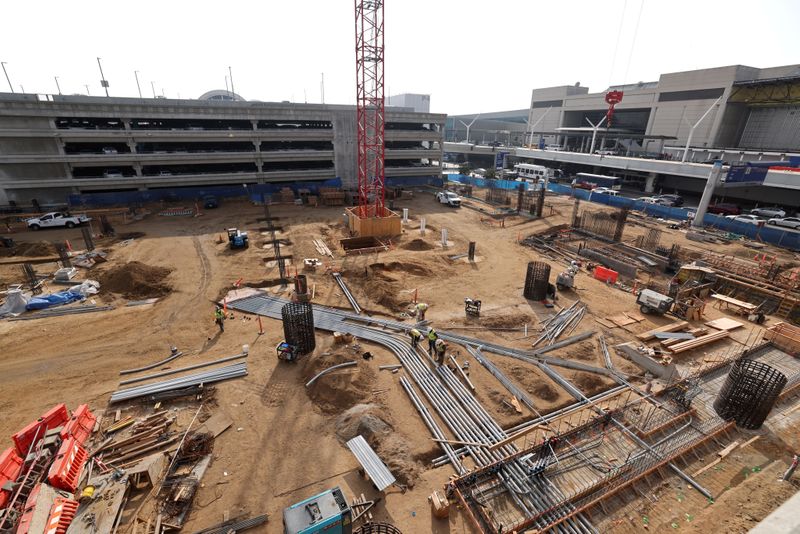 FILE PHOTO: Extensive construction continues at an emptier LAX airport,