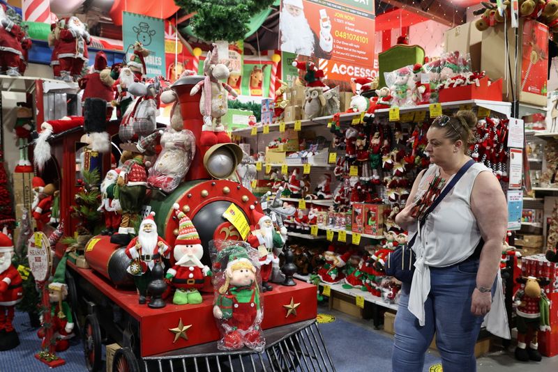 A customer shops inside a Christmas store in Sydney