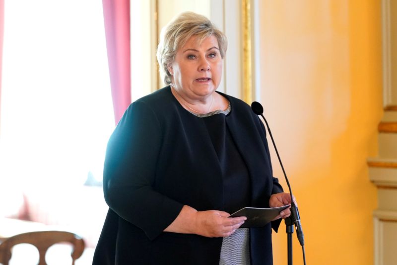 FILE PHOTO: Norway’s PM Solberg comments on Nobel Peace Prize