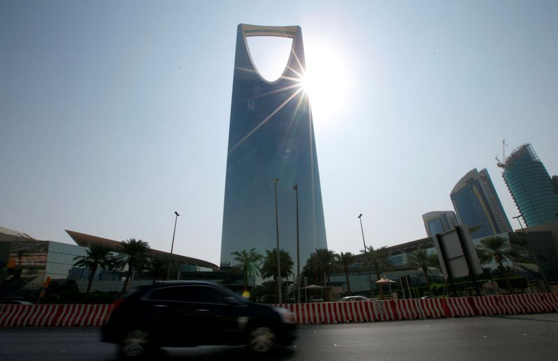FILE PHOTO: A car drives past the Kingdom Centre Tower