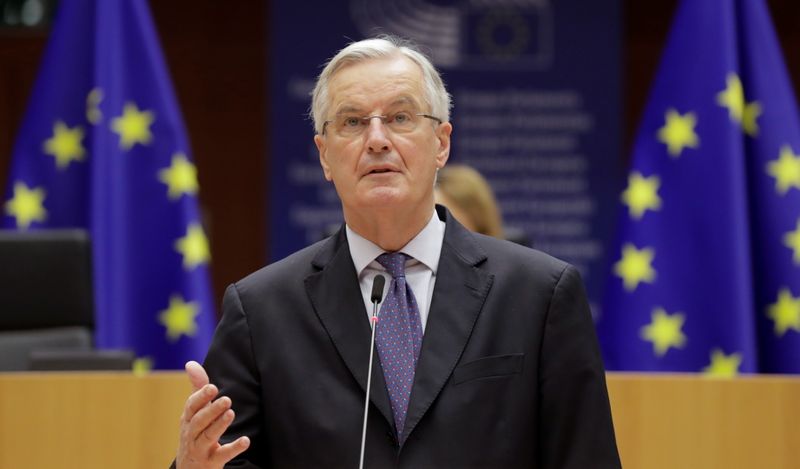 EU chief Brexit negotiator Michel Barnier addresses the European Parliament