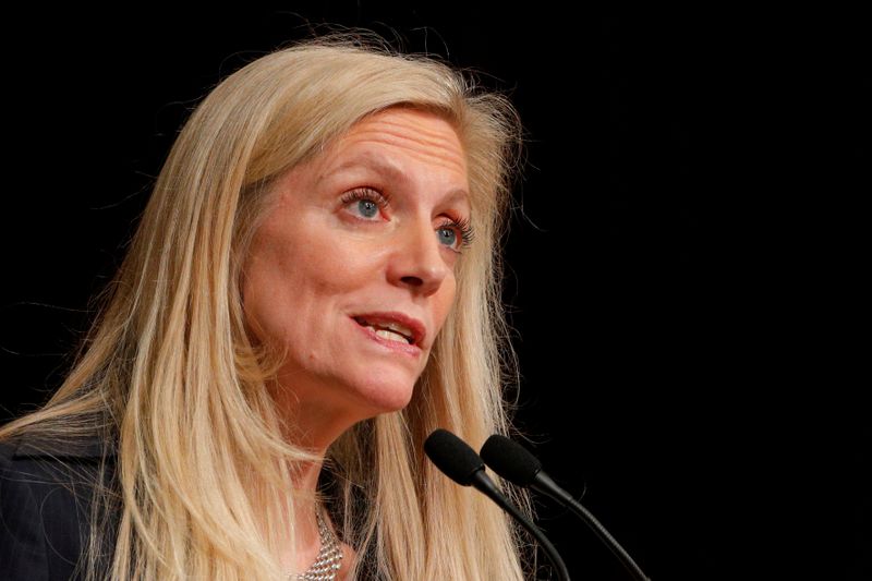 Federal Reserve Board Governor Lael Brainard speaks at the John