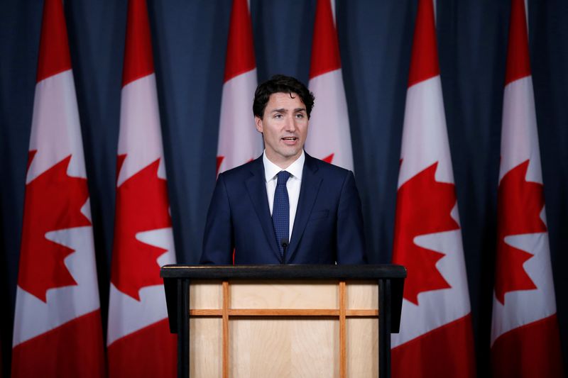 Canada’s PM Trudeau speaks during a news conference in Ottawa