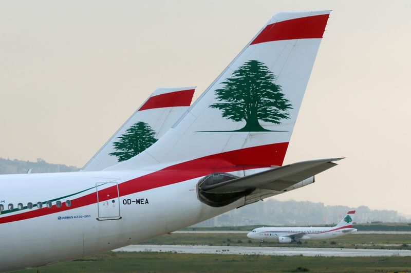 FILE PHOTO: Lebanese Middle East Airlines (MEA) planes are pictured