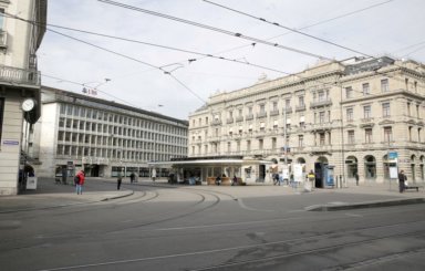 FILE PHOTO: General view shows the Paradeplatz and the offices