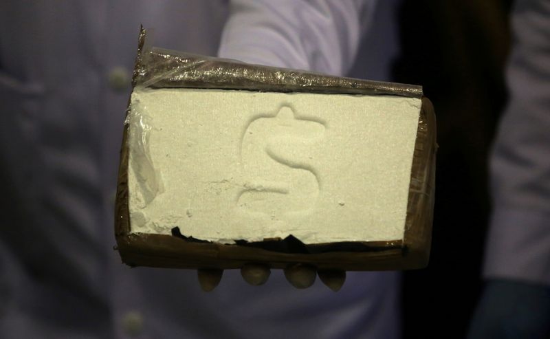 FILE PHOTO: A cocaine brick seized during an operation is