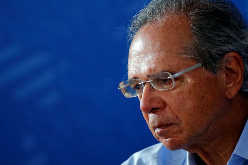 Brazil’s Economy Minister Paulo Guedes attends a news conference, amid