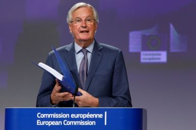 EU’s Brexit negotiator Barnier gives a news conference after Brexit