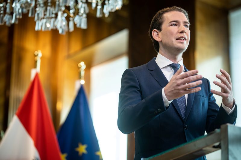 Austrian Chancellor Kurz delivers a speech in Vienna