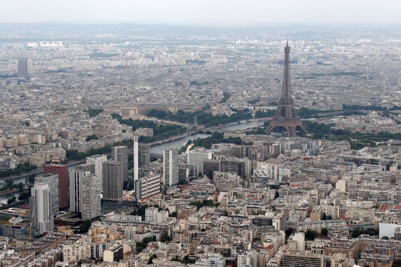 FILE PHOTO: An aerial view shows the Eiffel tower, the