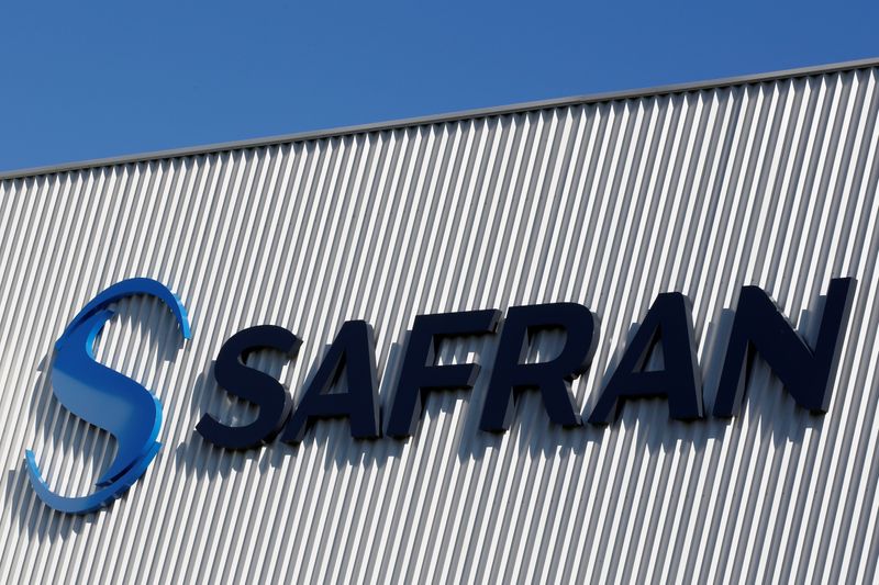 The Safran company logo is pictured at the company’s logistic