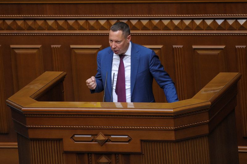 Head of state-run Ukrgasbank Shevchenko attends a session of parliament