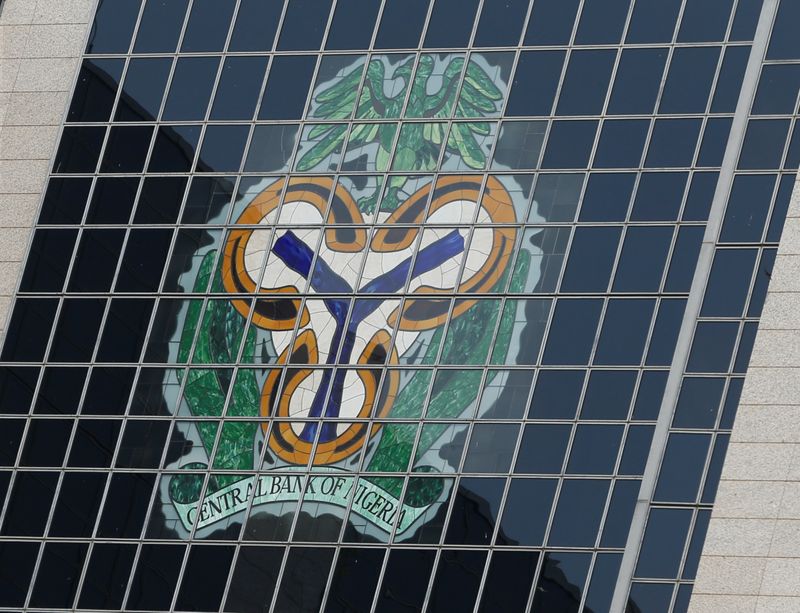 Central Bank of Nigeria’s logo is seen on the headquarters