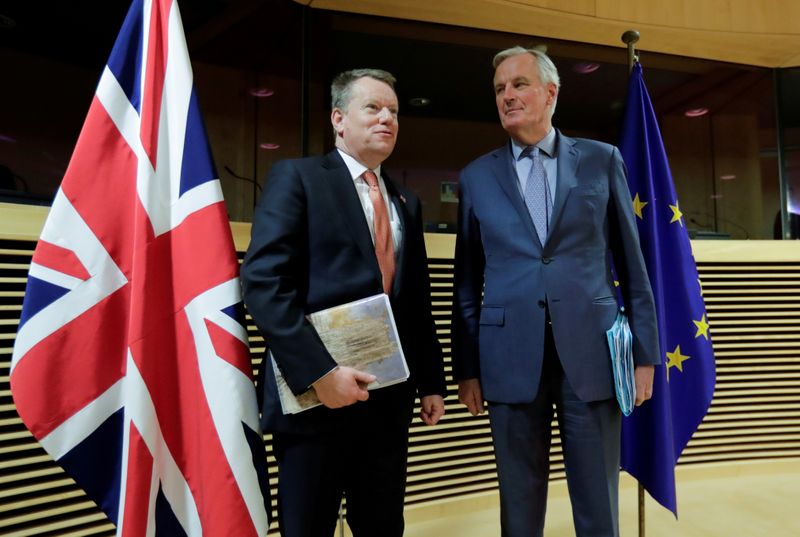 FILE PHOTO: European Union chief Brexit negotiator Michel Barnier and