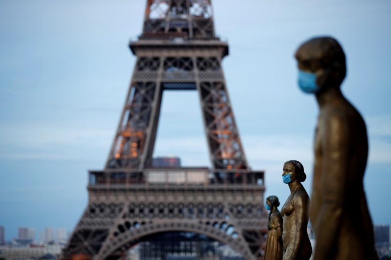 FILE PHOTO: Golden Statues at the Trocadero square near the