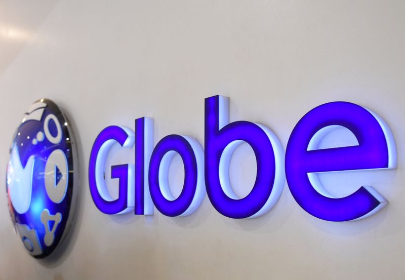 A logo of Globe Telecom is seen at a Globe
