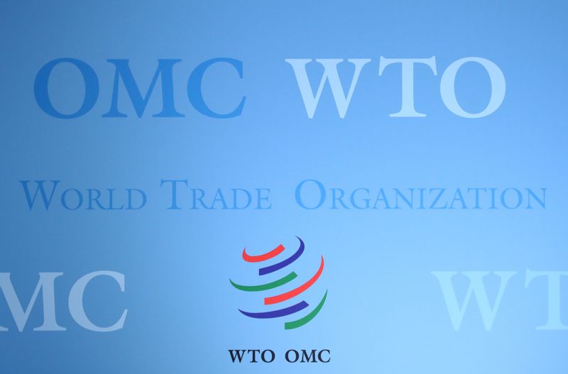 FILE PHOTO: The logo of the World Trade Organization (WTO)