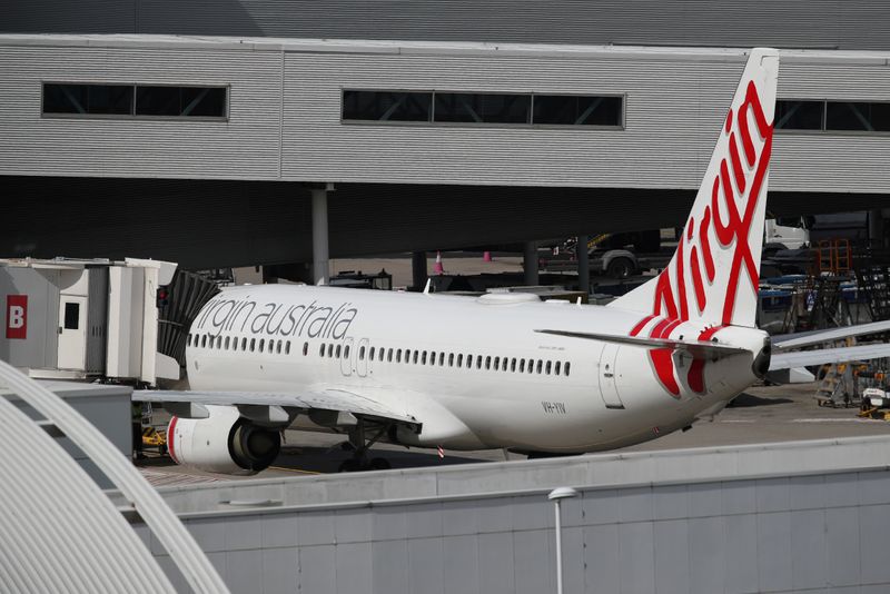 A Virgin Australia Airlines plane is seen at Kingsford Smith