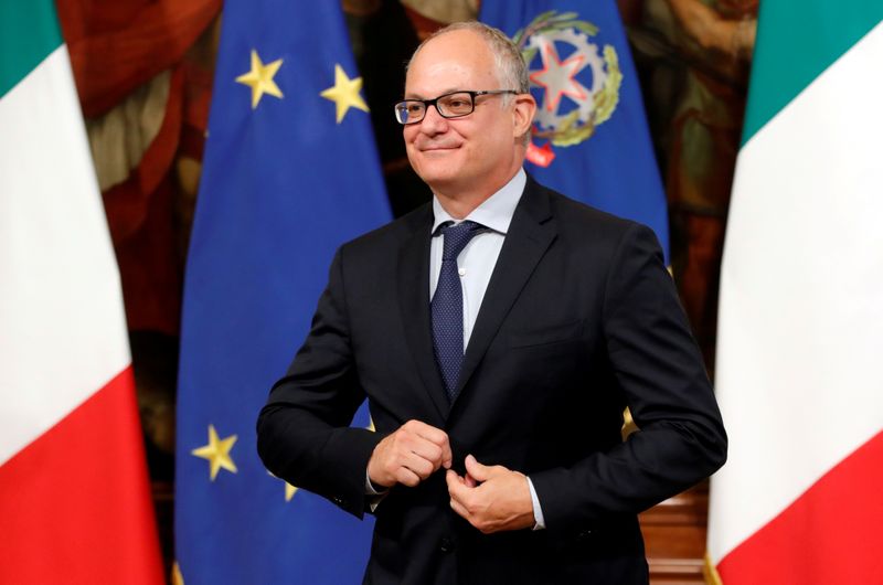 FILE PHOTO: Italian Economy Minister Roberto Gualtieri at a ceremony