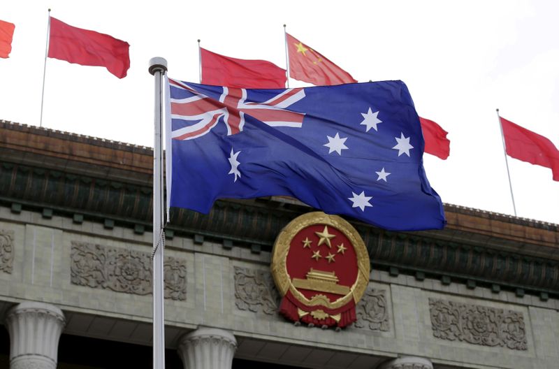 FILE PHOTO: An Australian flag flutters in front of the