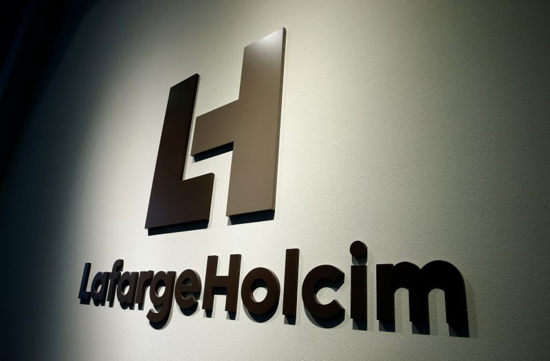 The logo of LafargeHolcim, the world’s largest cement maker, is