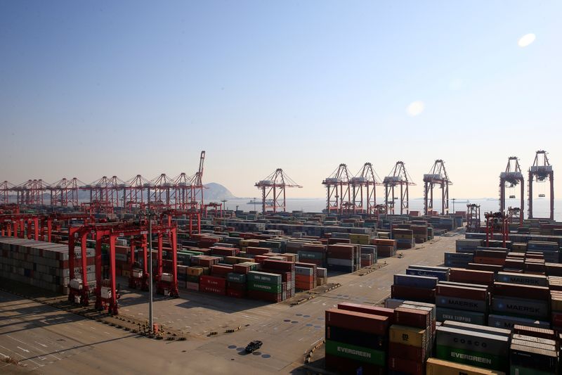 FILE PHOTO: Containers are seen at the Yangshan Deep Water