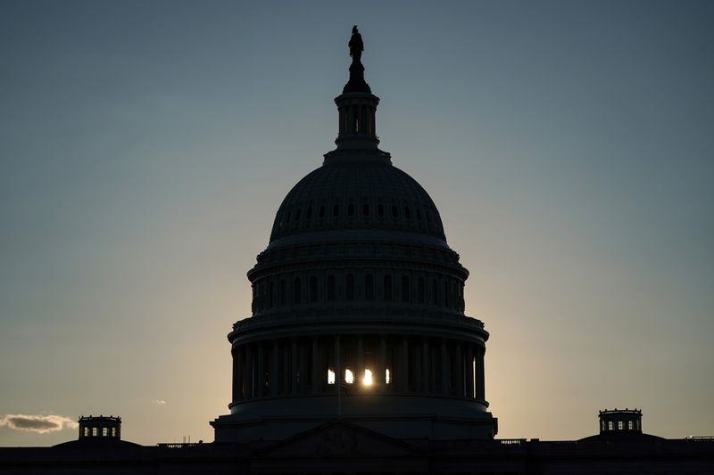 Sunlight shines through the U.S. Capitol in Washington