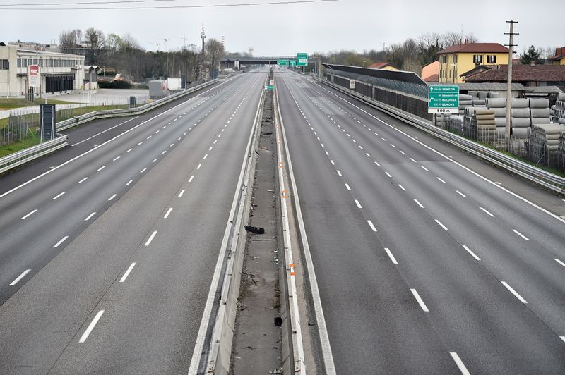 FILE PHOTO: The motorway A4 is seen empty near Milan