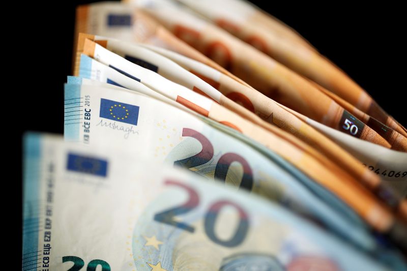 FILE PHOTO: 50 and 20 Euro banknotes are displayed in