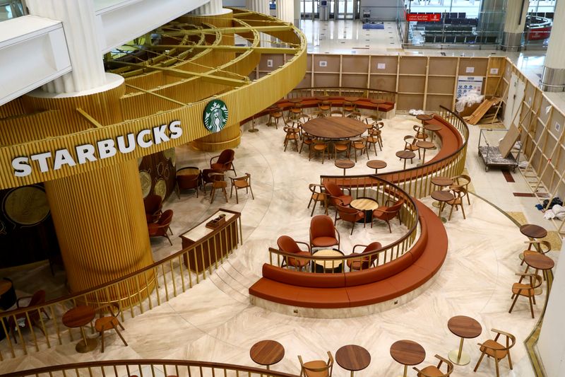 FILE PHOTO: A closed Starbucks cafe is seen at Dubai