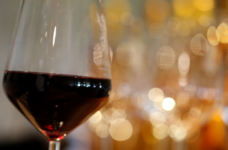 A glass of French red wine is displayed at the
