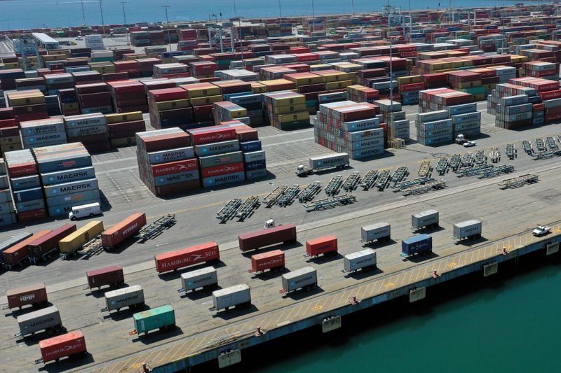 FILE PHOTO: Containers are seen on a shipping dock in