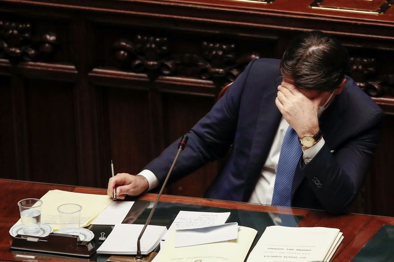 y’s Prime Minister Giuseppe Conte attends a debate at the