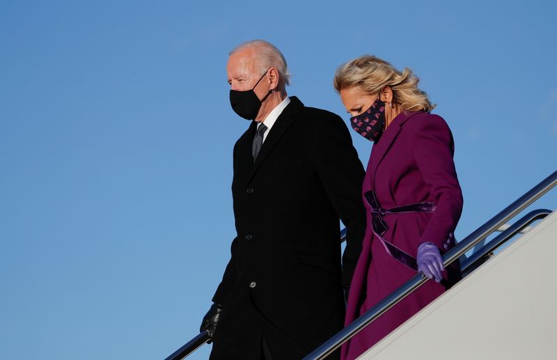 Joe Biden arrives at Joint Base Andrews in Maryland