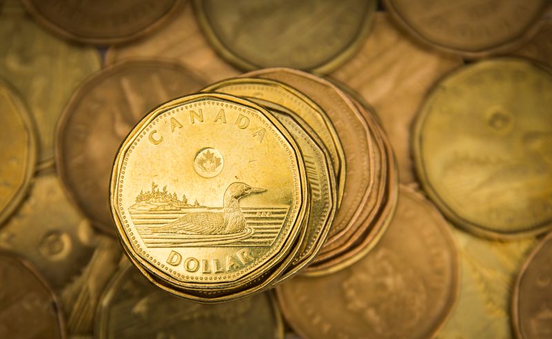 A Canadian dollar coin, commonly known as the “Loonie”, is