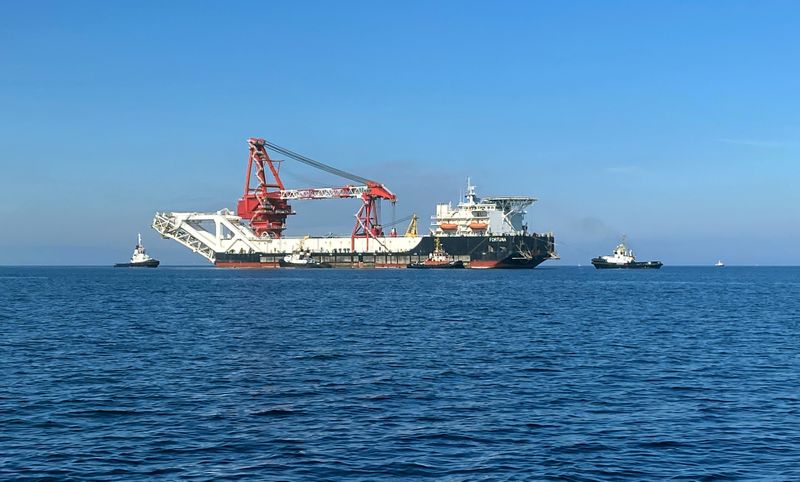FILE PHOTO: The pipe-laying vessel Fortuna makes its way to