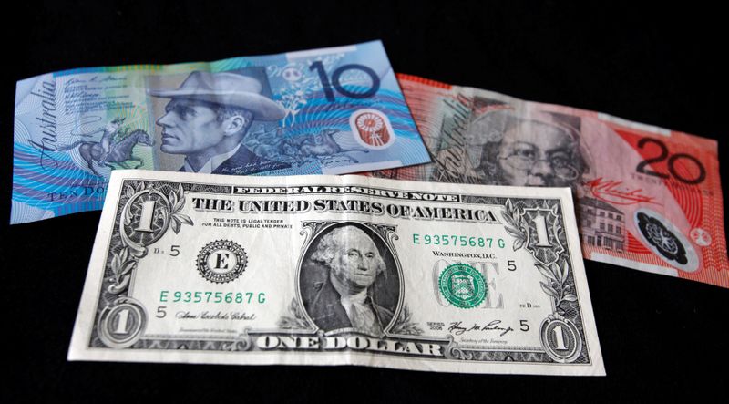 FILE PHOTO: A US dollar note is pictured alongside Australian