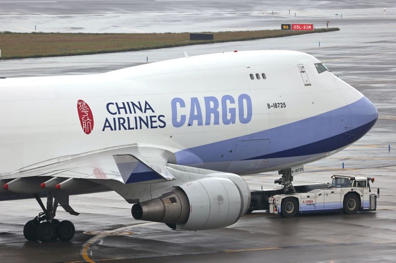 FILE PHOTO: China Airlines Cargo plane taxis at the Taiwan