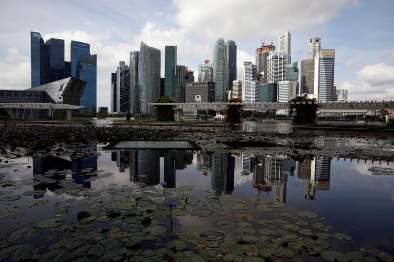 FILE PHOTO: A view of the city skyline in Singapore