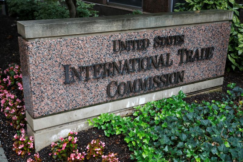 Signage is seen outside of the U.S. International Trade Commission