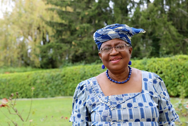 FILE PHOTO: Okonjo-Iweala poses outside a Nigerian diplomatic residence in