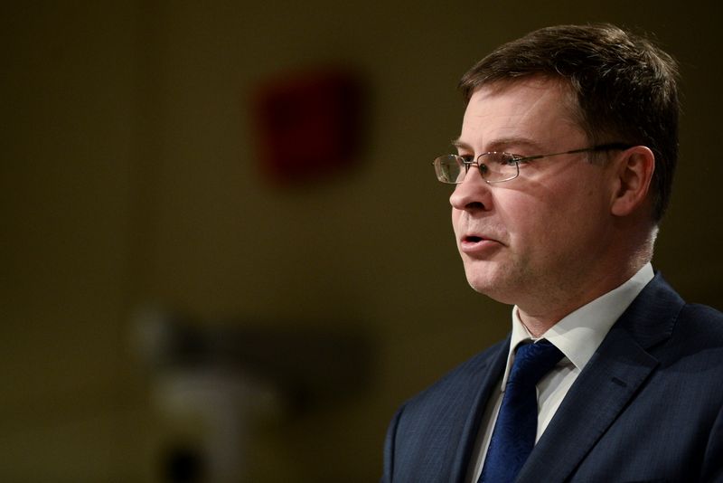 European Commission Vice President Dombrovskis and Health Commissioner Kyriakides hold