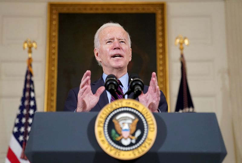 FILE PHOTO: U.S. President Biden speaks about the economy and