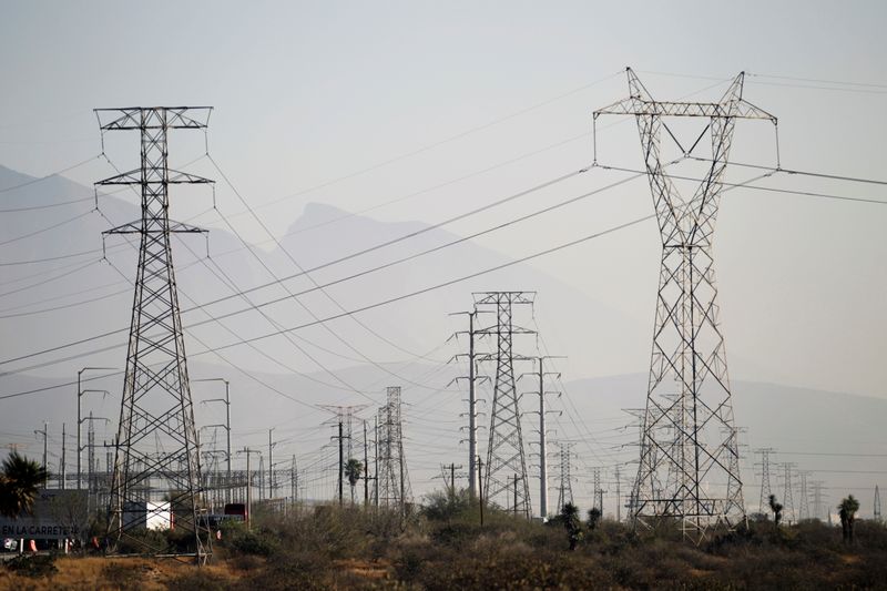 General view shows high voltage power lines owned by Mexico’s