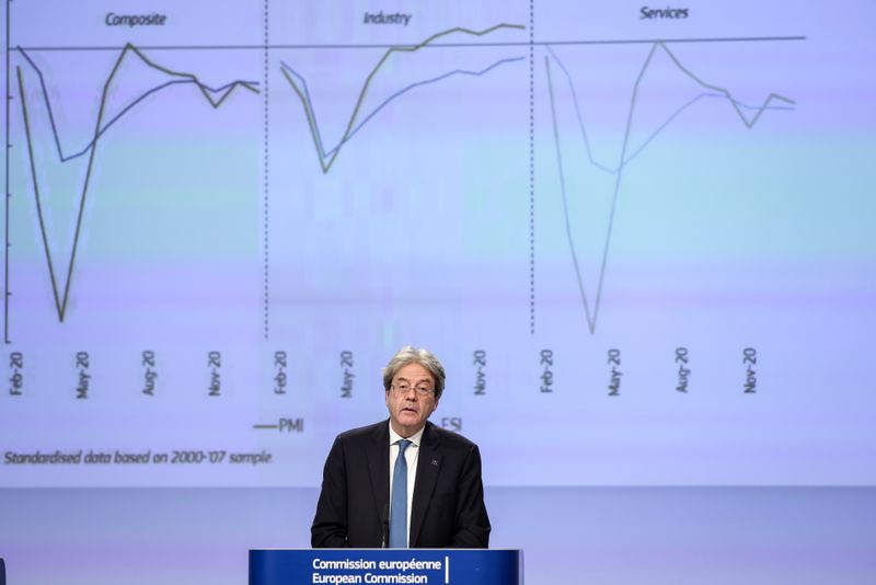 Press conference by economy chief Gentiloni on the bloc’s winter