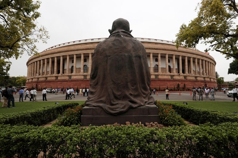 The Indian parliament building is pictured on the opening day